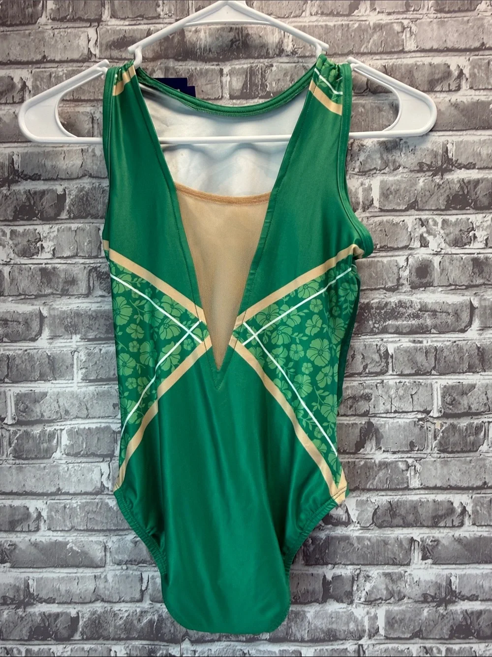 NWT‎ Buford Wolves Champion Green Girls' One-Piece gymnastics with Gold Accents